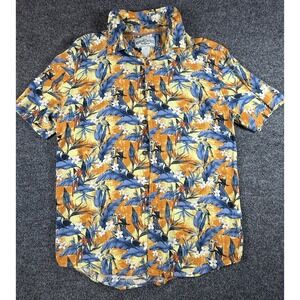Margaritaville Men's Hawaiian Shirt Large Tropical Parrot Floral Button‎ Up L